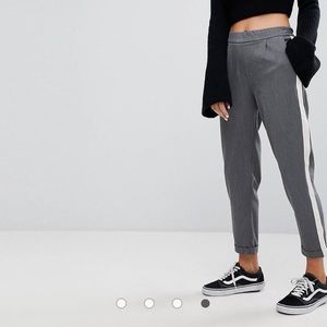 Pull&bear gray side stripe pants